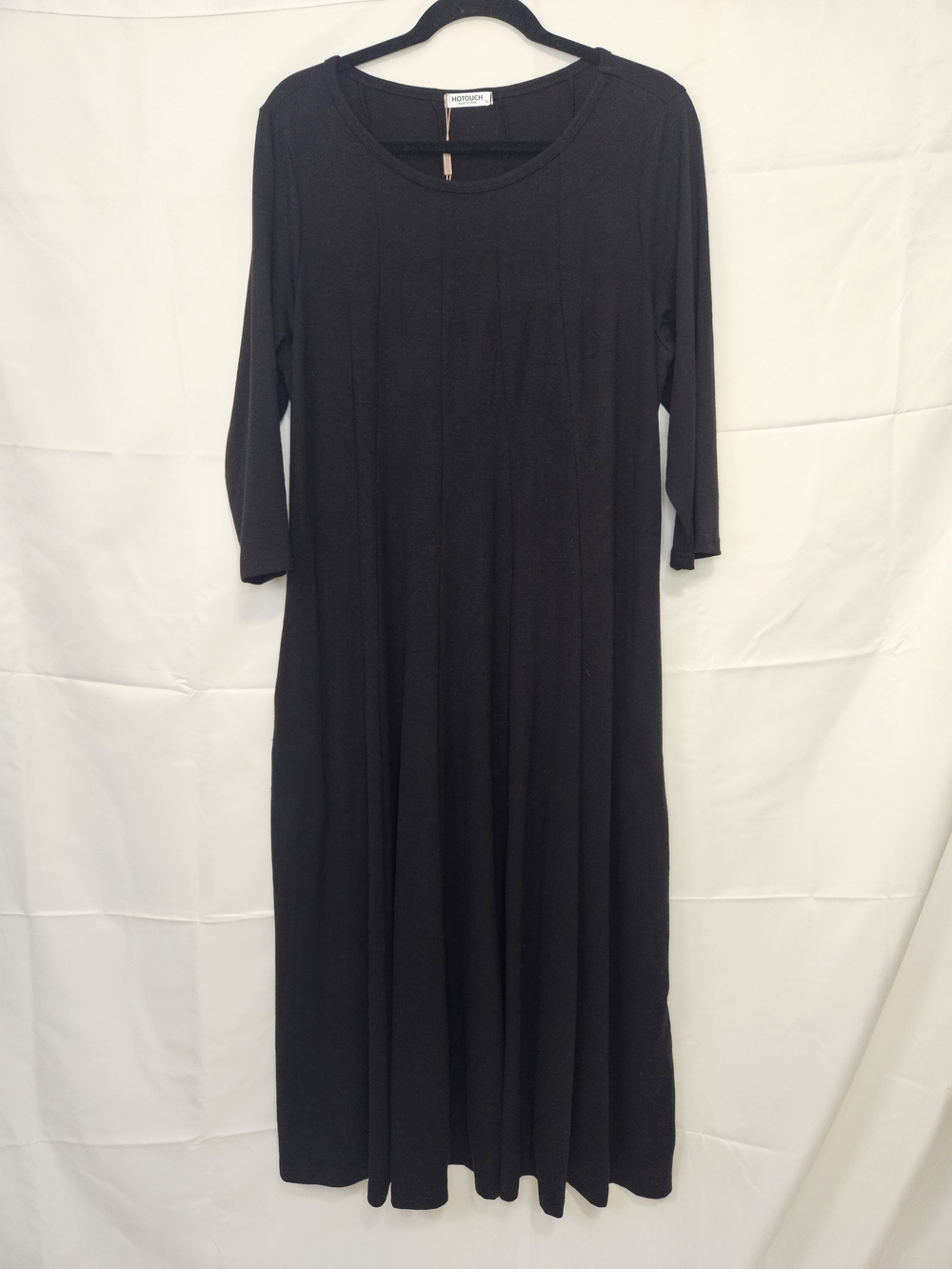 Hotouch Soft Flowy Black Maxi Dress XL Pockets Casual Whimsigoth